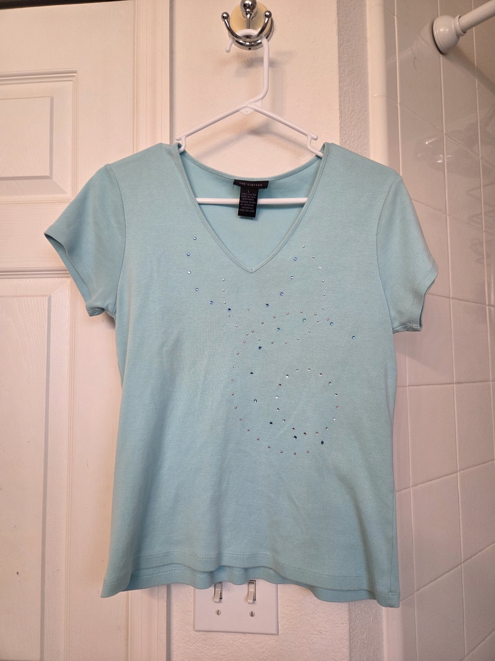 Vintage The Limited Rhinestone V-Neck Baby Tee